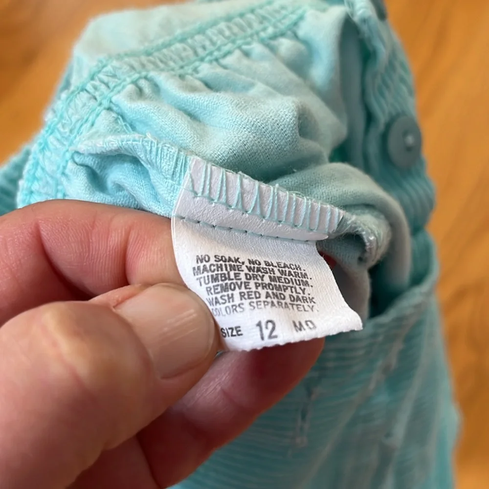 Oshkosh B’gosh vintage made in the USA corduroy overalls size 12 mo light aqua
